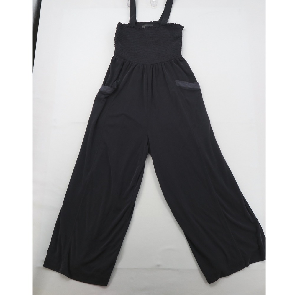 Saturday Sunday by Anthropologie charcoal Black Smocked Wide Leg Jumpsuit Small